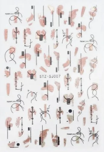 Nagelsticker - Aufkleber selbstklebend - Nail Sticker - Schwarz Rosegold Metallic Herbst